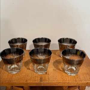 MCM Dorothy Thorpe Style Whiskey Glass Silver Ombré Fade set of 6